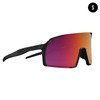 POP EYES Sport Sonnenbrille EDDY Small Black Sunset Red – kleinere Sportbrille für Damen und schmalere Gesichter mit Wechselgläsern in seitlicher Ansicht