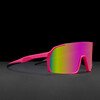 EDDY Pink – side view of the sports sunglasses with pink frame and rainbow lens.
