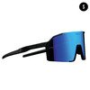 POP EYES Sport Sonnenbrille EDDY Small Black Ocean Blue – kleinere Sportbrille für Damen und schmalere Gesichter mit Wechselgläsern in seitlicher Ansicht