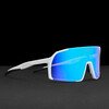 Side view of EDDY White Ocean Blue – lightweight sports sunglasses with interchangeable lenses.