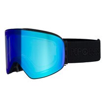 Photochromatic ski goggles LARRY Black meets Blue – men’s ski goggles with black strap and blue lens | POP EYES