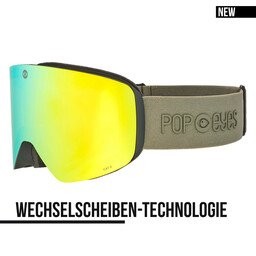Men’s ski goggles JAMIE Golden Green – new ski goggles with magnetic interchangeable lens system and gold lens | POP EYES