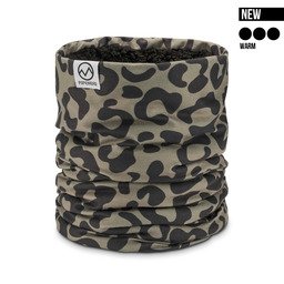 POPHEAD neckwarmer JOSIE Leo Army Green – warm fleece neckwarmer with cozy teddy lining for cold winter days