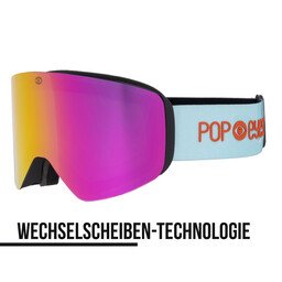 JAMIE ski goggles Roses, half-side view, mint design with flowers, interchangeable lens, perfect for men and women | POP EYES