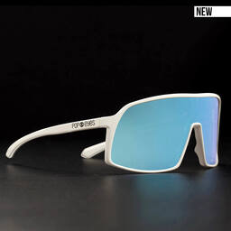 Side view of FRED Cloud White – lightweight sports sunglasses with clean design for cycling and trail use. New