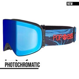Ski goggles LARRY Photochromatic Blue Lava – men’s photochromatic ski goggles with self-tinting CAT 1–3 lens | POP EYES