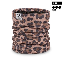 POPHEAD neckwarmer JOSIE Leo Brown – warm fleece neckwarmer with cozy teddy lining for cold winter days