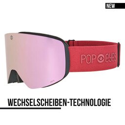 Ski goggles JAMIE Deep Red – new ski goggles with magnetic interchangeable lens system and pink lens | POP EYES