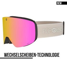 Ski goggles JAMIE Beige Glow – new ski goggles with magnetic interchangeable lens system and pink lens | POP EYES