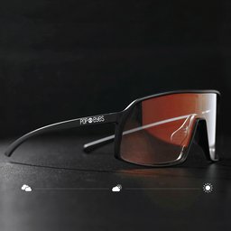 FRED sports sunglasses Black with icons – self-tinting lens cat 1-3