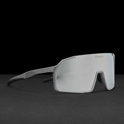 Side view of EDDY Shark Grey Silver – sporty cycling sunglasses with interchangeable lenses.