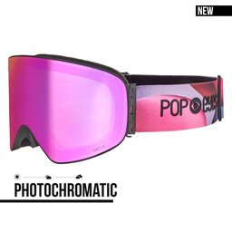 Ski goggles LARRY Photochromatic Pink Bubbles – women’s photochromatic ski goggles with automatic tint CAT 1-3 | POP EYES