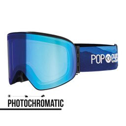 Ski goggles LARRY Photochromatic Blue Real Mountains – men’s photochromatic ski goggles with automatic tint adjustment | POP EYES