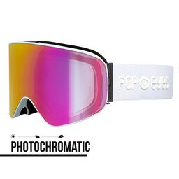 Ski goggles LARRY Photochromatic White meets Pink – women’s photochromatic ski goggles with automatic tint CAT 1–3 | POP EYES